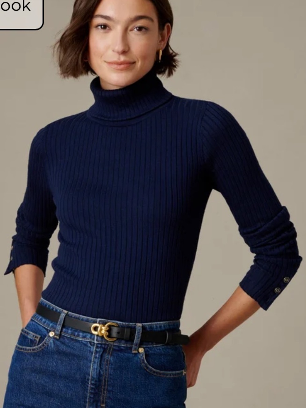 J McLaughlin Arlette Ribbed Turtleneck Sweater in Navy